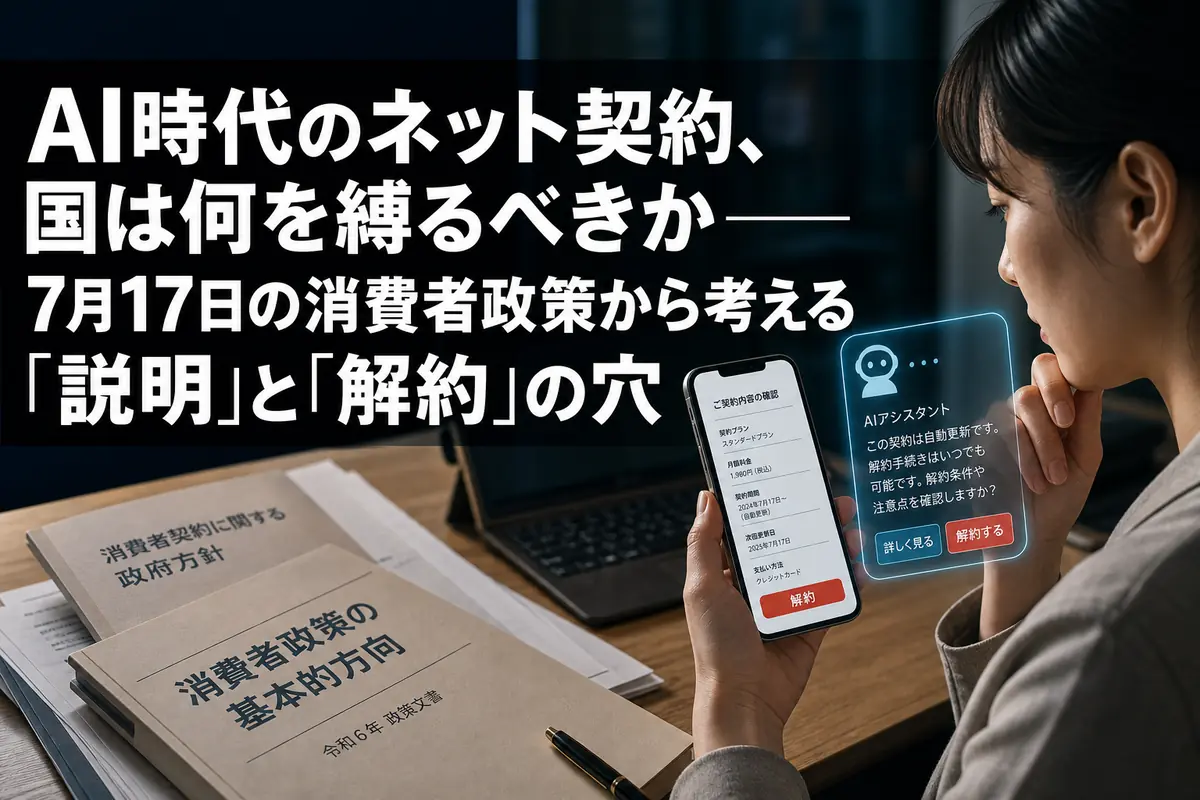 スマートフォンでAI利用のオンライン契約を確認する利用者。
