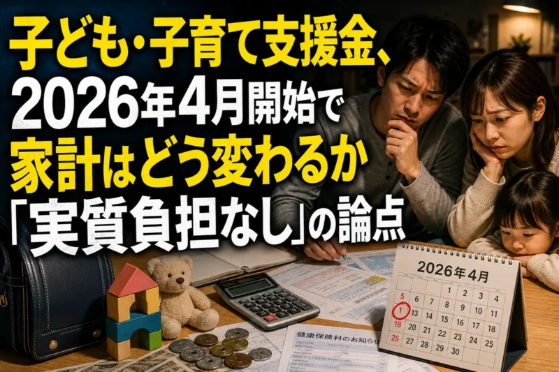 子ども・子育て支援金、2026年4月開始で家計はどう変わるか　「実質負担なし」の論点