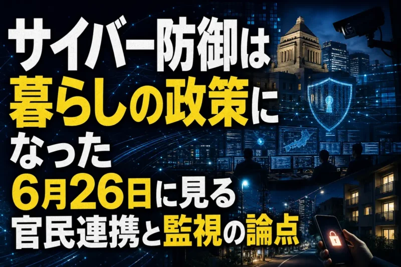サイバー防御は暮らしの政策になった　6月26日に見る官民連携と監視の論点