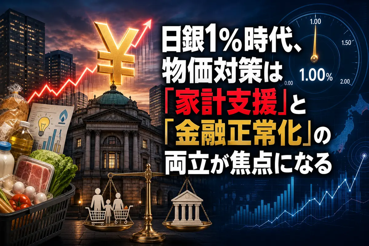 日銀1%時代、物価対策は「家計支援」と「金融正常化」の両立が焦点になる