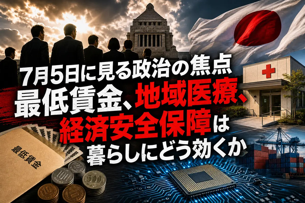 7月5日に見る政治の焦点 最低賃金、地域医療、経済安全保障は暮らしにどう効くか