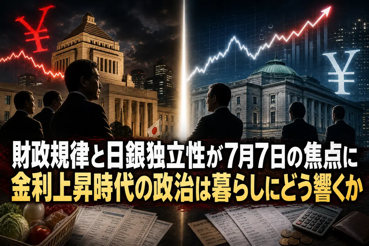 財政規律と日銀独立性が7月7日の焦点に　金利上昇時代の政治は暮らしにどう響くか