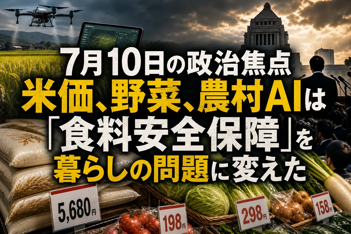7月10日の政治焦点　米価、野菜、農村AIは「食料安全保障」を暮らしの問題に変えた