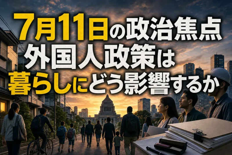 7月11日の政治焦点　外国人政策は暮らしにどう影響するか