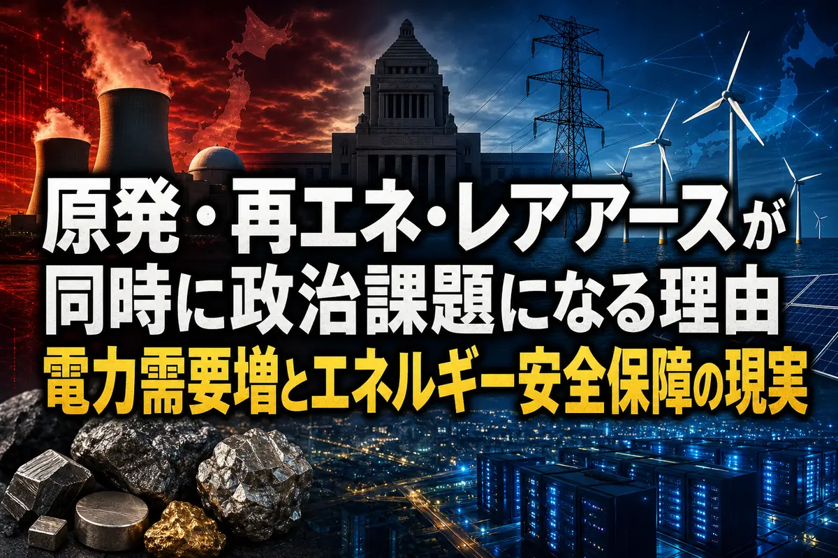 原発・再エネ・レアアースが同時に政治課題になる理由 電力需要増とエネルギー安全保障の現実