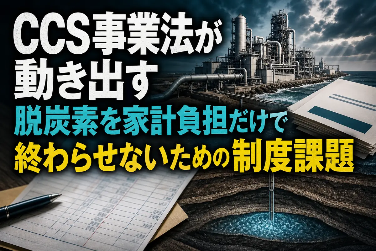 CCS事業法が動き出す 脱炭素を家計負担だけで終わらせないための制度課題