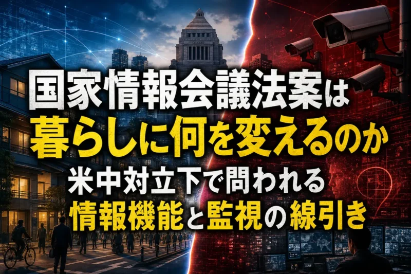 国家情報会議法案は暮らしに何を変えるのか　米中対立下で問われる情報機能と監視の線引き