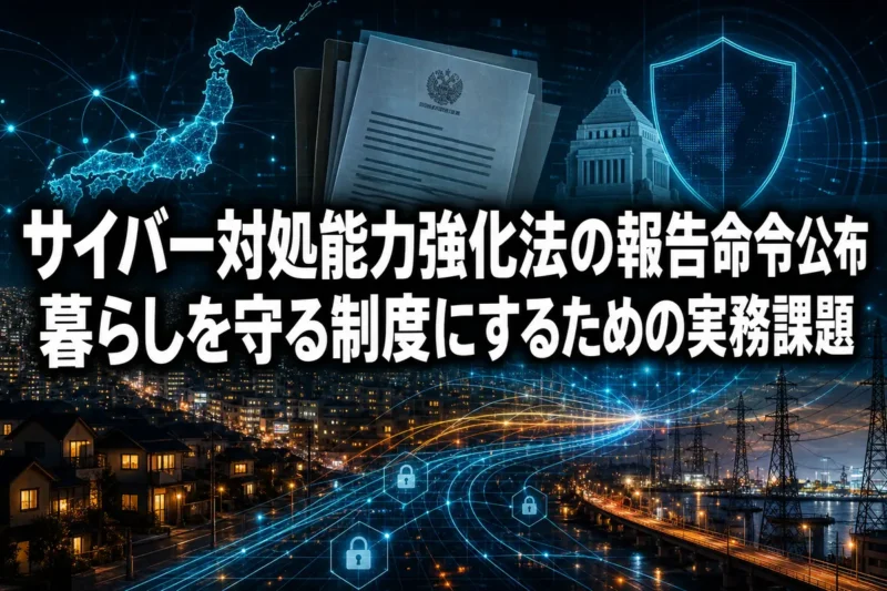 サイバー対処能力強化法の報告命令公布　暮らしを守る制度にするための実務課題