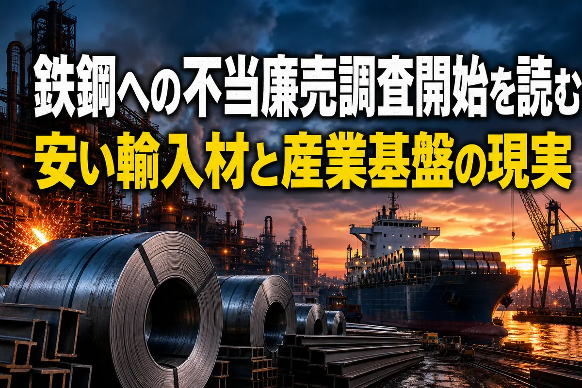 鉄鋼への不当廉売調査開始を読む　安い輸入材と産業基盤の現実