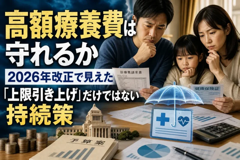 医療費の書類を前に家計と治療の両立を考える家族。