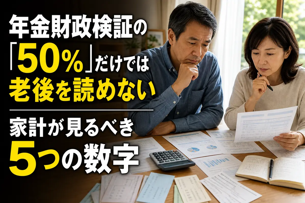 年金資料と家計の数字を確認する日本の生活者。
