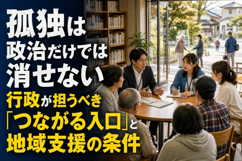 地域の居場所で行政職員や支援者と話す幅広い世代の人々。