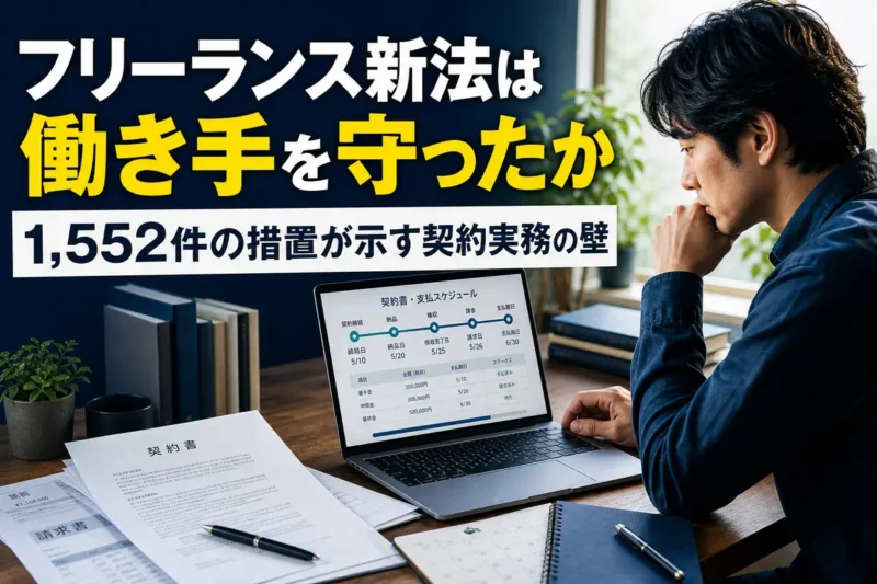 契約内容と支払予定を確認するフリーランスの仕事風景。