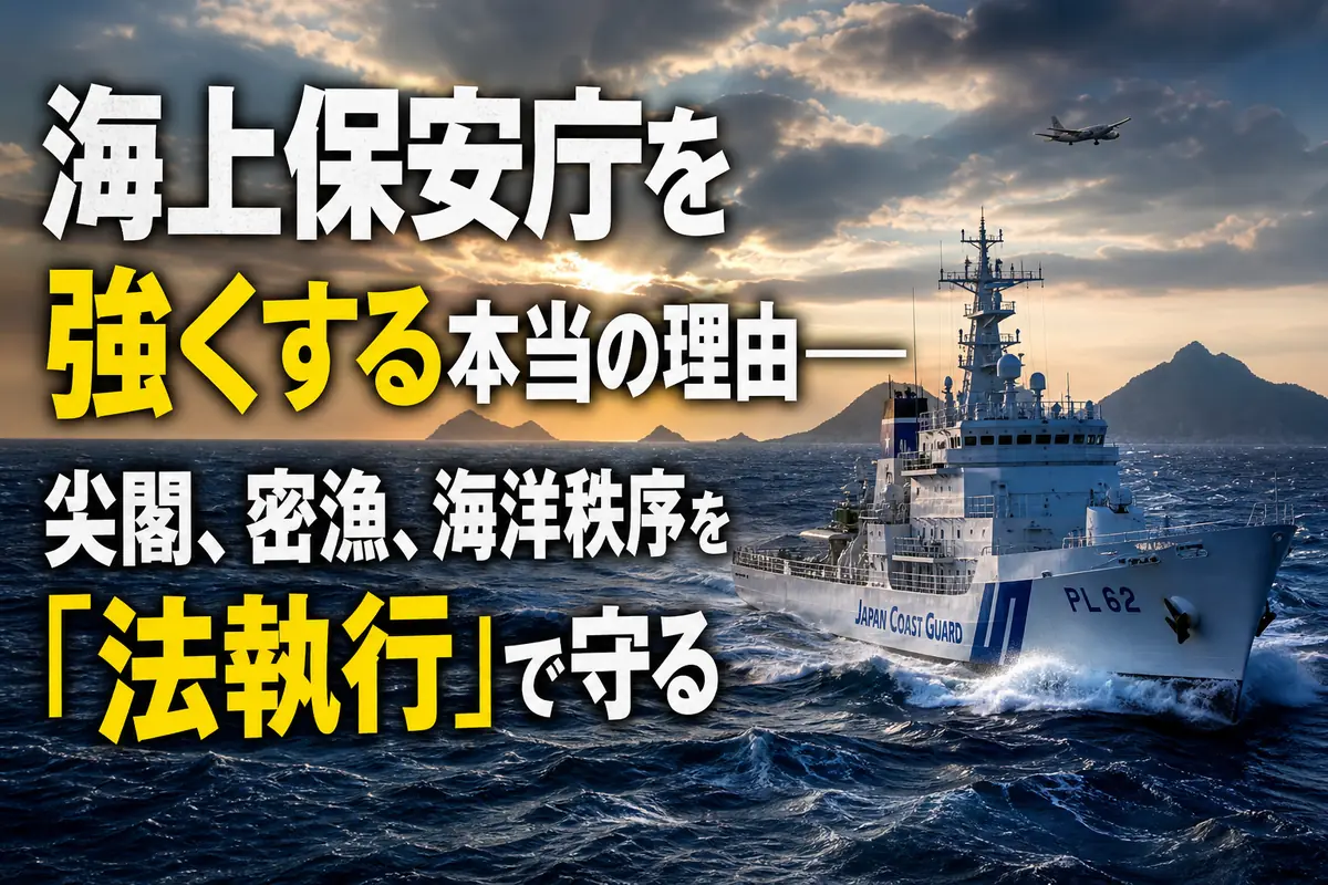 離島周辺の海域を警戒航行する海上保安庁の巡視船。
