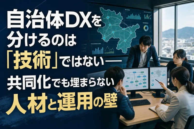 自治体職員とデジタル専門人材が複数地域のシステム共同化を検討している様子。