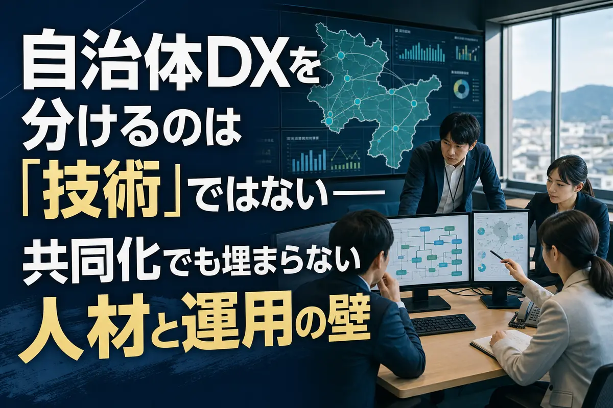 自治体職員とデジタル専門人材が複数地域のシステム共同化を検討している様子。