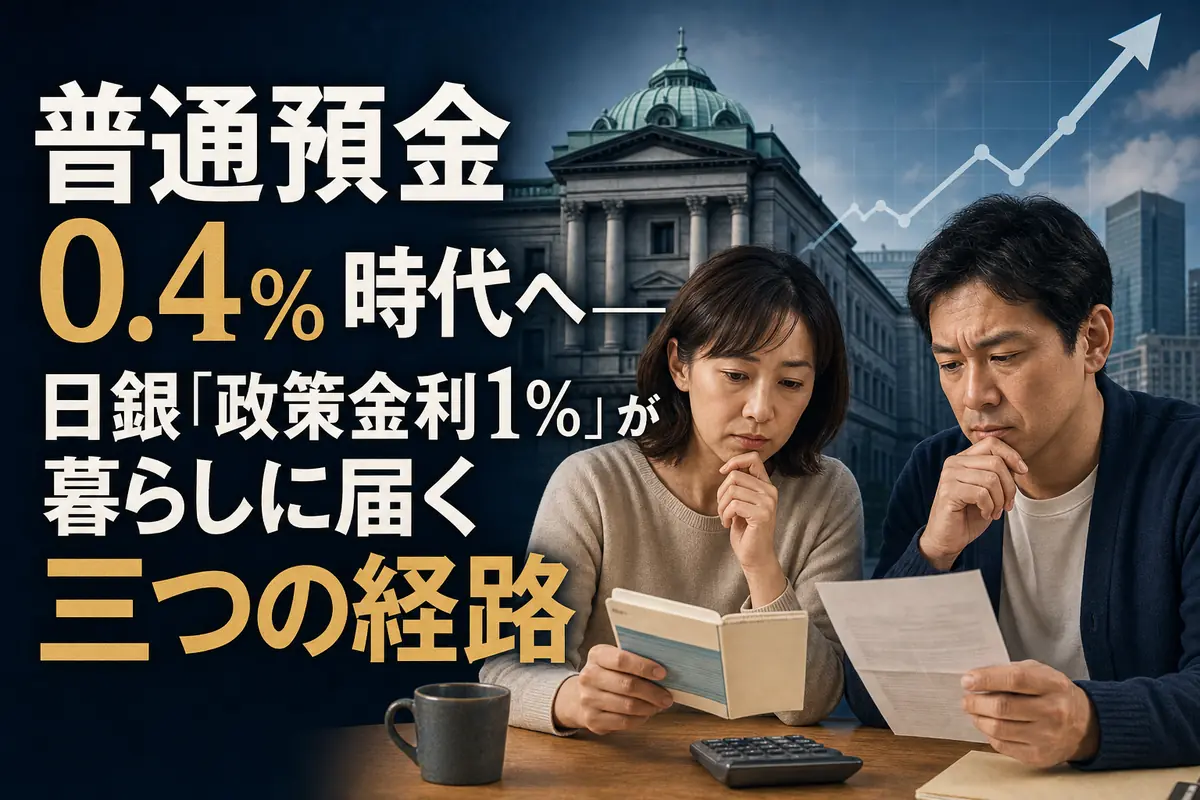預金通帳と住宅ローン明細を確認する日本の家計を描いたイメージ。