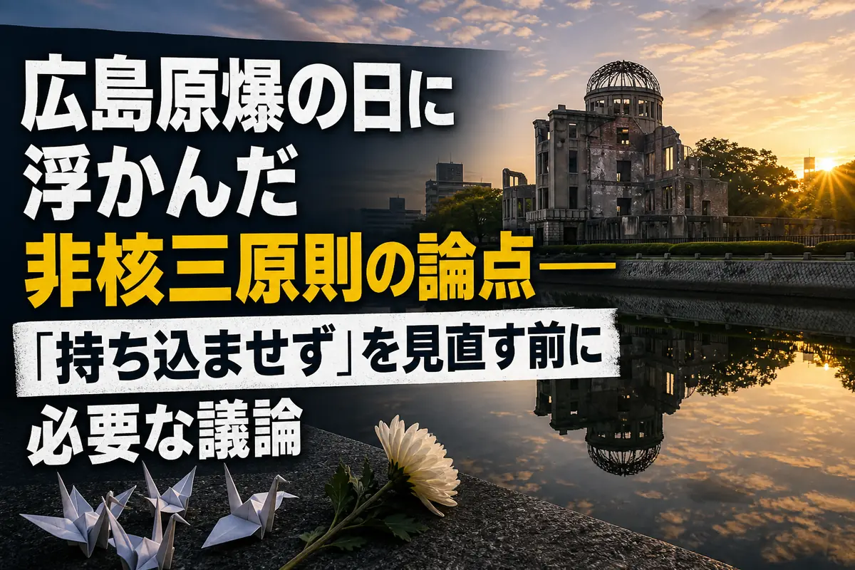 朝の光に包まれた広島の原爆ドームと平和記念公園。
