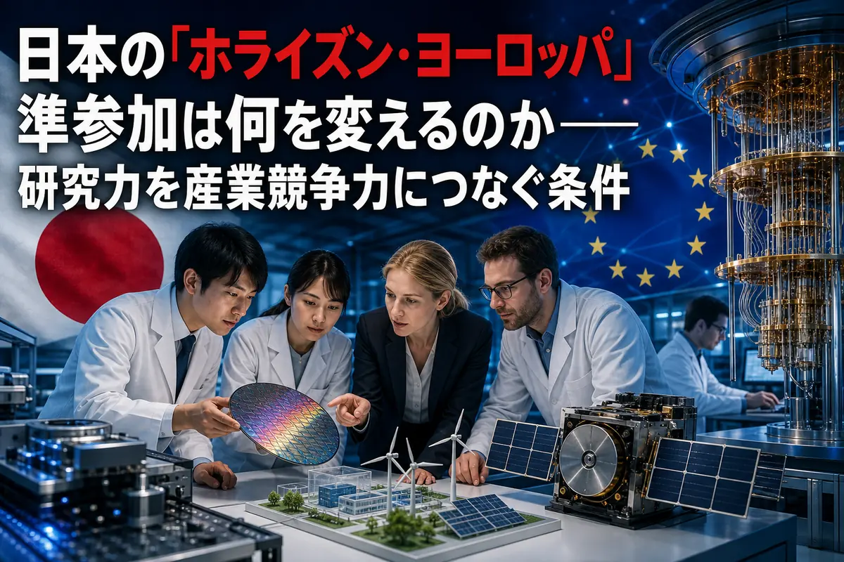 日本と欧州の研究者が先端技術の共同研究に取り組む様子。
